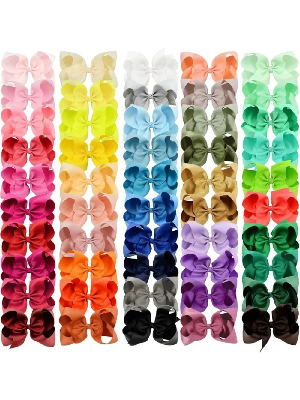 50 Large Grosgrain Hair Bows with Alligator Clips - Perfect for Toddlers